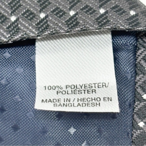 Dark Charcoal Gray Men’s Geometric Bird’s Eye Print Easy Care Polyester Tie 60” - Picture 5 of 5